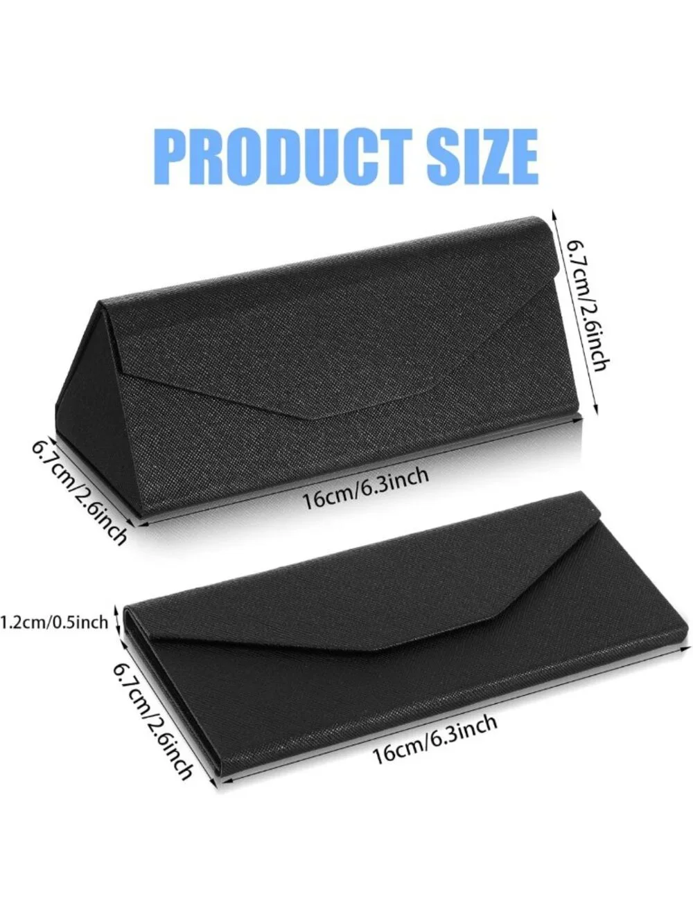 10 Pack Foldable Sunglasses Cases, Magnetic Hard Shell Eyeglass Holders, PU